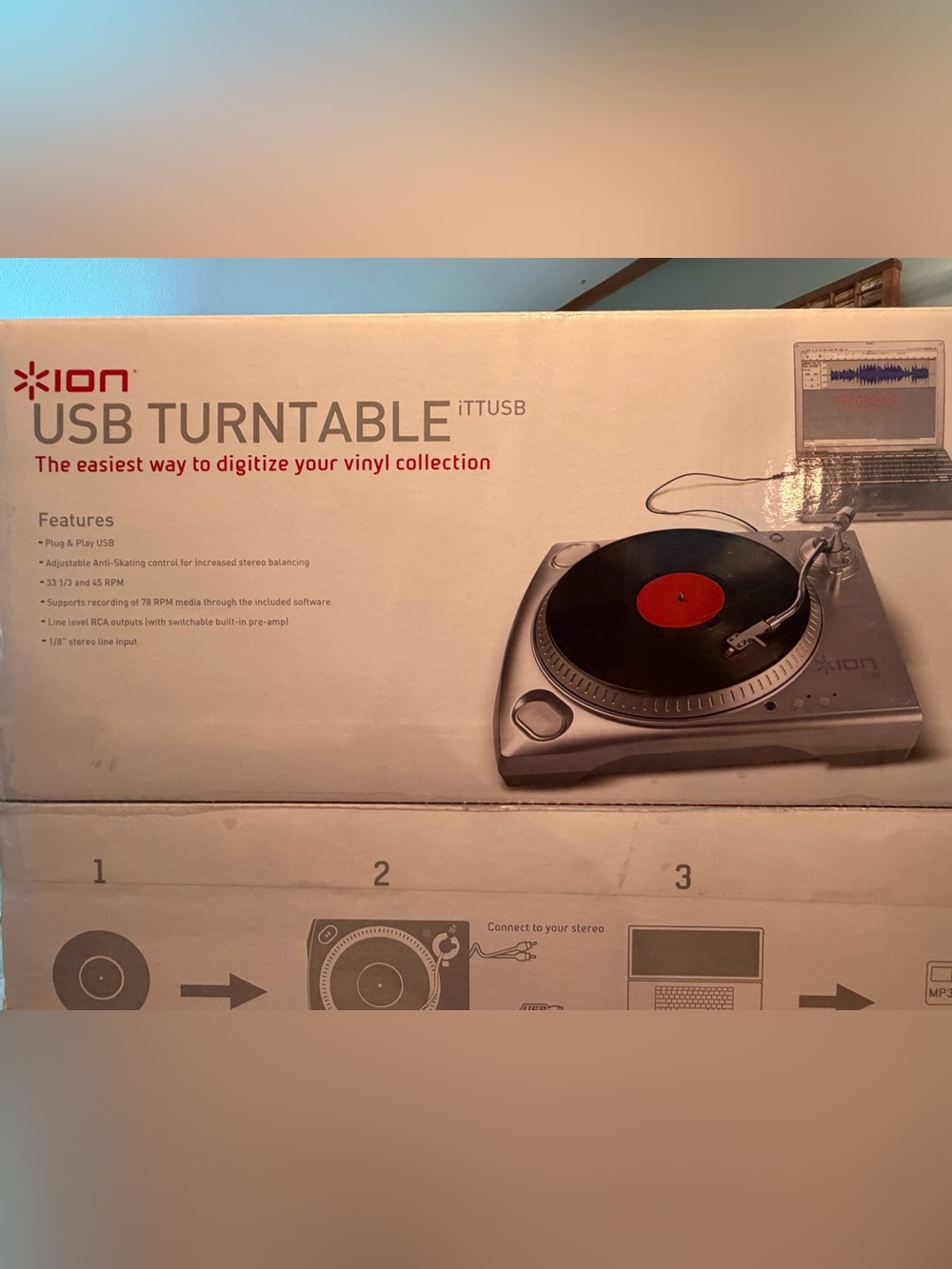 ION Audio iTTUSB USB Turntable - Silver Vinyl Digitizer - NEW - Picture 2 of 5